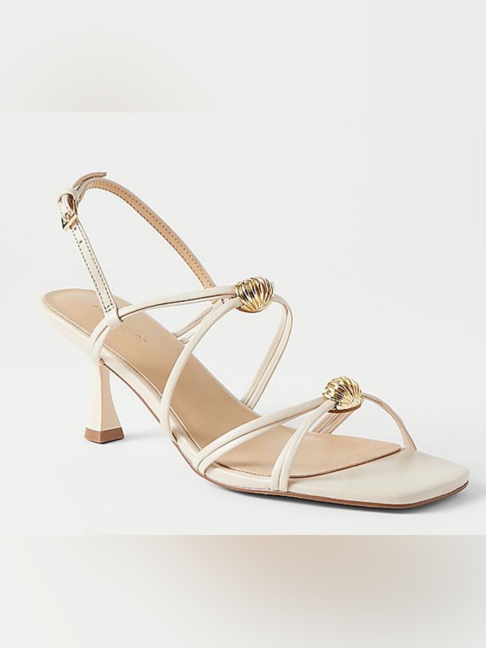 ANN TAYLOR PEARL SHADOW ORNAMENTAL STRAPPY LEATHER SANDALS HIGH HEELS SHOES 6.5
